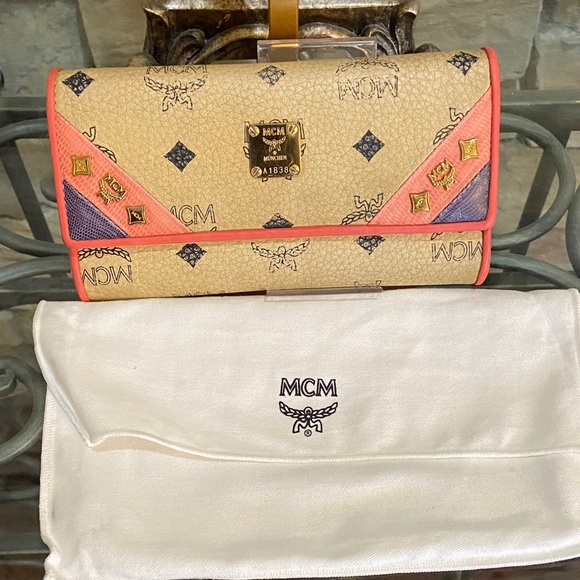 MCM Beige and Coral Wallet